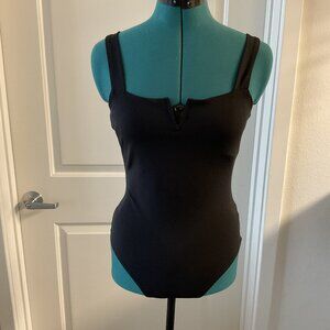 SHEIN Black V-Neck Tank Bodysuit Size S